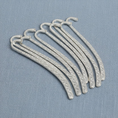Hackberry Creek mini silver-tone metal hook bookmark blanks with Tibetan swirl detail for DIY charm projects