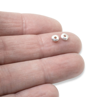 Hackberry Creek bright silver nugget beads, 5mm organic shape metal spacer beads for DIY jewelry making.