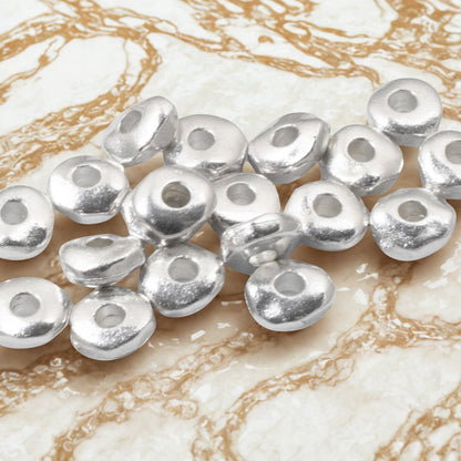 Hackberry Creek bright silver nugget beads, 5mm, organic shape, metal, handmade jewelry supplies.
