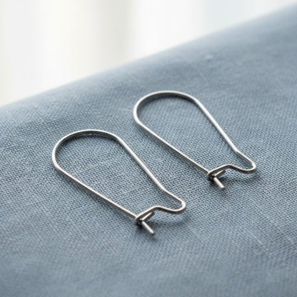 Hackberry Creek 25mm stainless steel kidney ear wires with safety hook closure, 21 gauge wire.