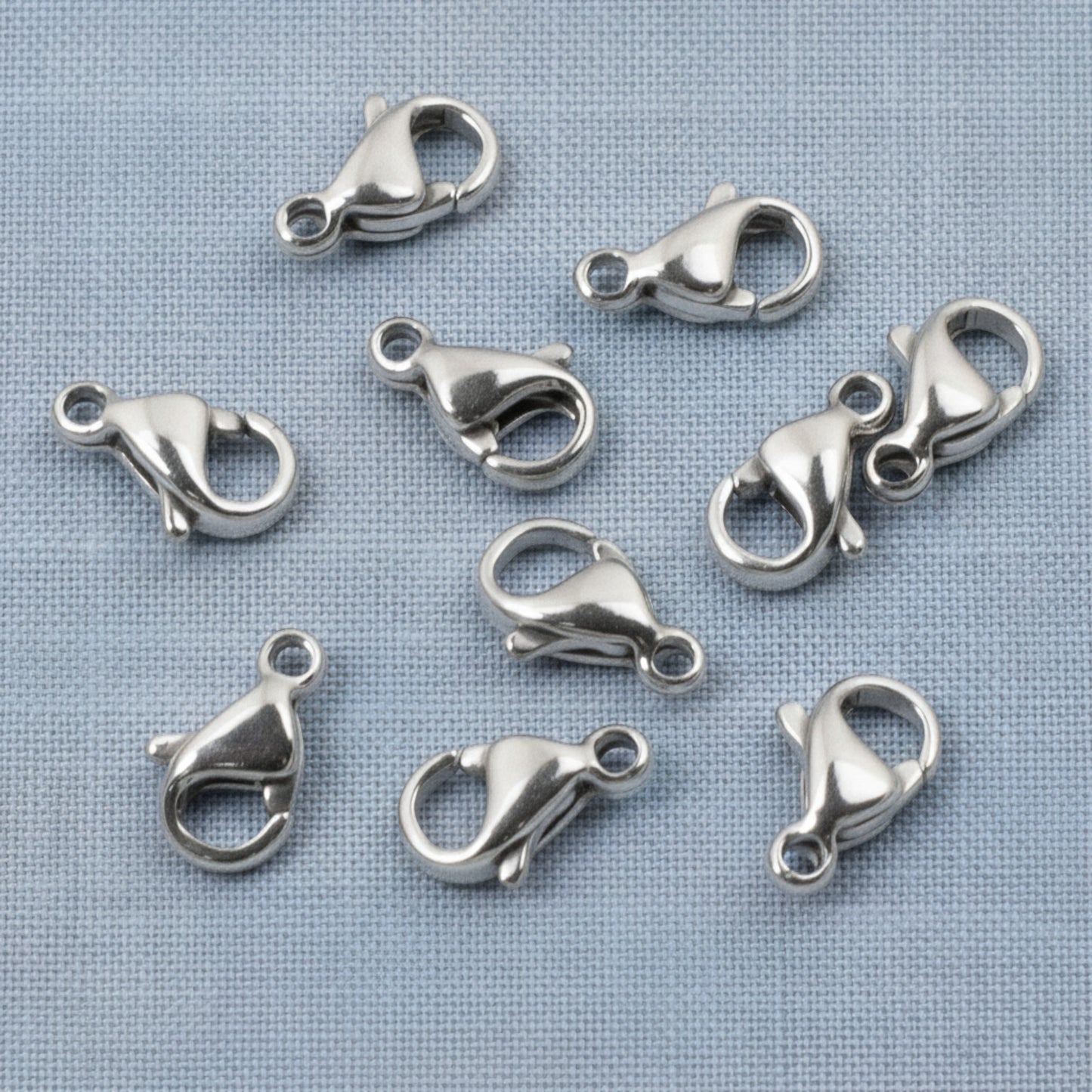 Hackberry Creek set of 10 small dark silver stainless steel lobster claw clasps for minimalist jewelry making