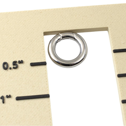 Hackberry Creek 15mm round stainless steel carabiner spring clasp in polished silver for jewelry making