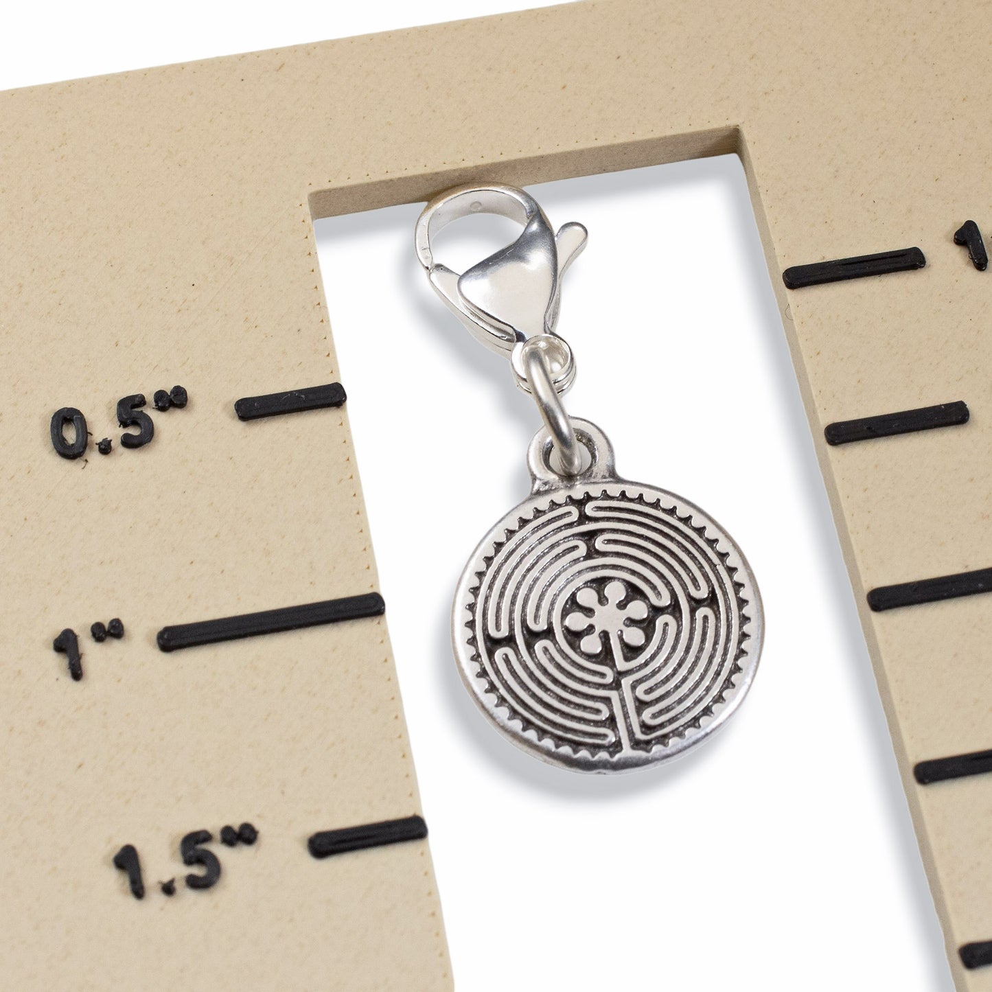 Silver Labyrinth Charm: Spiritual Jewelry for Bracelets Necklaces Christian Faith Meditation Symbol Clip-On Dangle