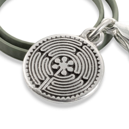 Silver Labyrinth Charm: Spiritual Jewelry for Bracelets Necklaces Christian Faith Meditation Symbol Clip-On Dangle