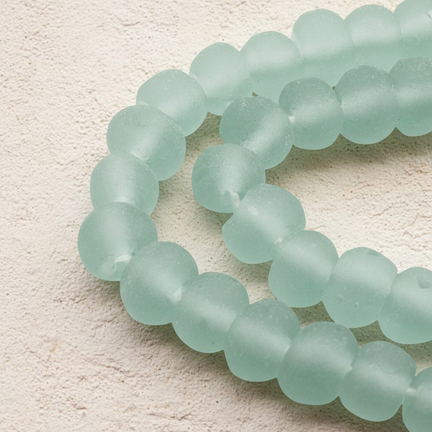 Light Green Recycled Glass Beads, Sea Glass Style Round Rustic, Indonesian Eco Friendly, 8mm Round Beads, 50/Pcs