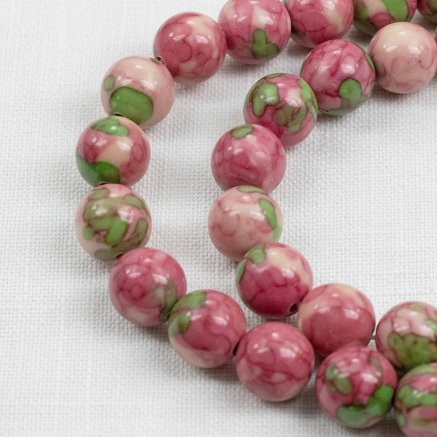 Pink Rain Flower Stone Beads: 8mm Natural Gemstone Spring Garden Jewelry 15" Strand