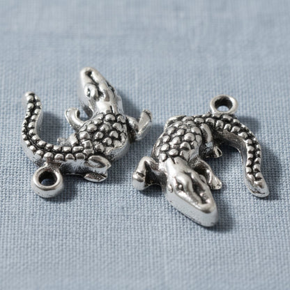 20 Silver Alligator Charms, Southern-Style Gator DIY Jewelry, Wildlife Crafts
