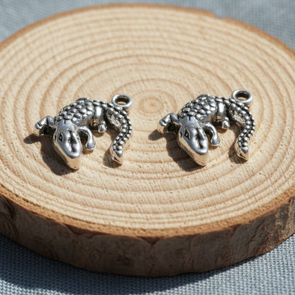 20 Silver Alligator Charms, Southern-Style Gator DIY Jewelry, Wildlife Crafts