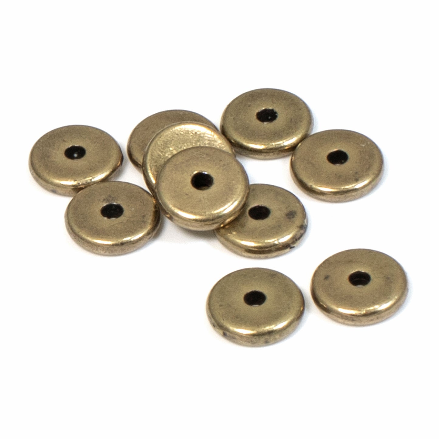 25 Antique Brass 7mm Disk Spacer - TierraCast Contemporary Beads for DIY Jewelry