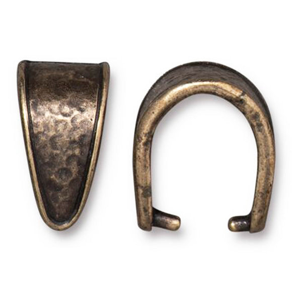 Oxidized Brass Distressed 15mm Pendant Pinch Bails