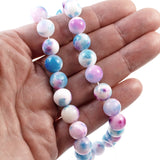 Aqua Blue & Pink 10mm Round Dyed Jade Beads (30 Pcs)