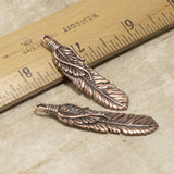 Copper Large Feather Charms, TierraCast Free Spirit Boho Pendants 2/Pkg