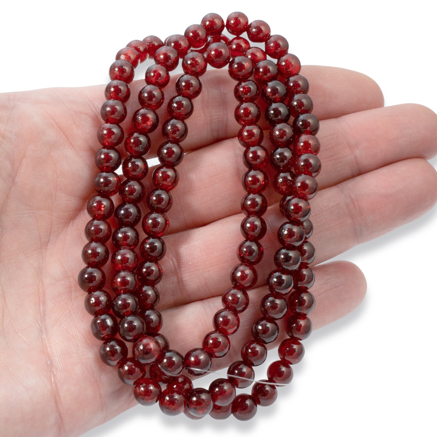 100 Ruby Red Round Glass Crackle Beads 6mm, Small Dark Red Beads for DIY Jewelry