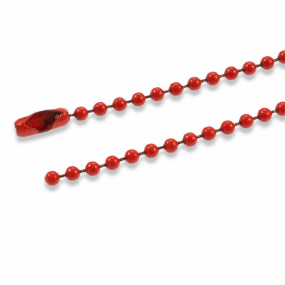 Red Coated Steel Ball Chain Necklace | #3 Dog Tag Chain | 2.4mm 30 inches