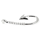 Silver Fish Hook Pendants, Large Metal Nautical Fisherman Charms 5/Pkg