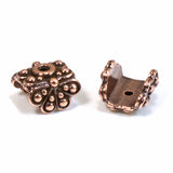 4 Copper Pendant Bead Caps, TierraCast Raja Flat Cap for Rectangle & Coin Beads