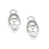 50 Bright Silver Mini Skull Charms, Tiny Gothic Pendants for Halloween Jewelry