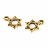 Gold Star of David Charms, TierraCast Tiny Jewish Star Charm 4/Pkg