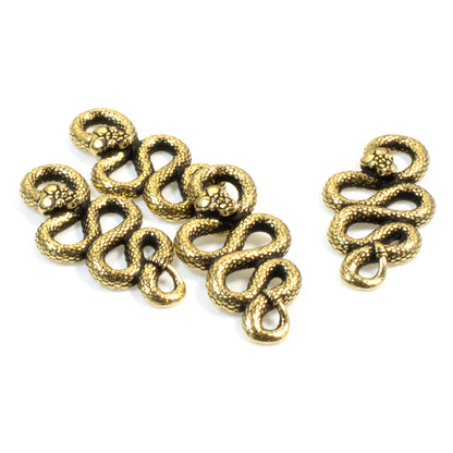 4 Gold Rattlesnake Links - TierraCast Connector - Snake Pendant for DIY Jewelry