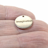 Silver Imagination Charms, Stainless Steel Round Inspirational Charm 5/Pkg
