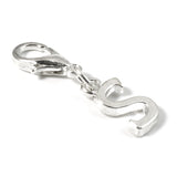 Letter "S" Clip On Charm, Silver Initial Alphabet Dangle with Lobster Clasp