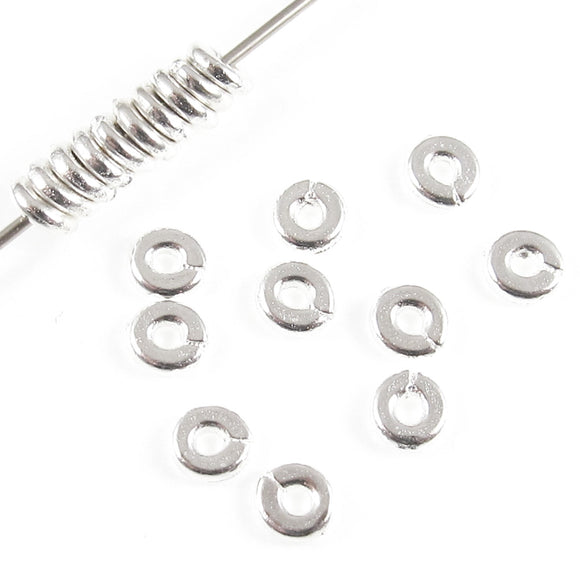 Bright Silver Kenyan Heishi 4mm Spacer Beads, TierraCast Pewter 50/Pkg