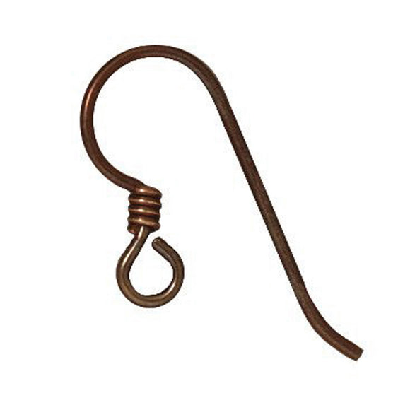 10 Niobium Copper + Antique Bronze Coil Earwires, TierraCast Earring Hooks