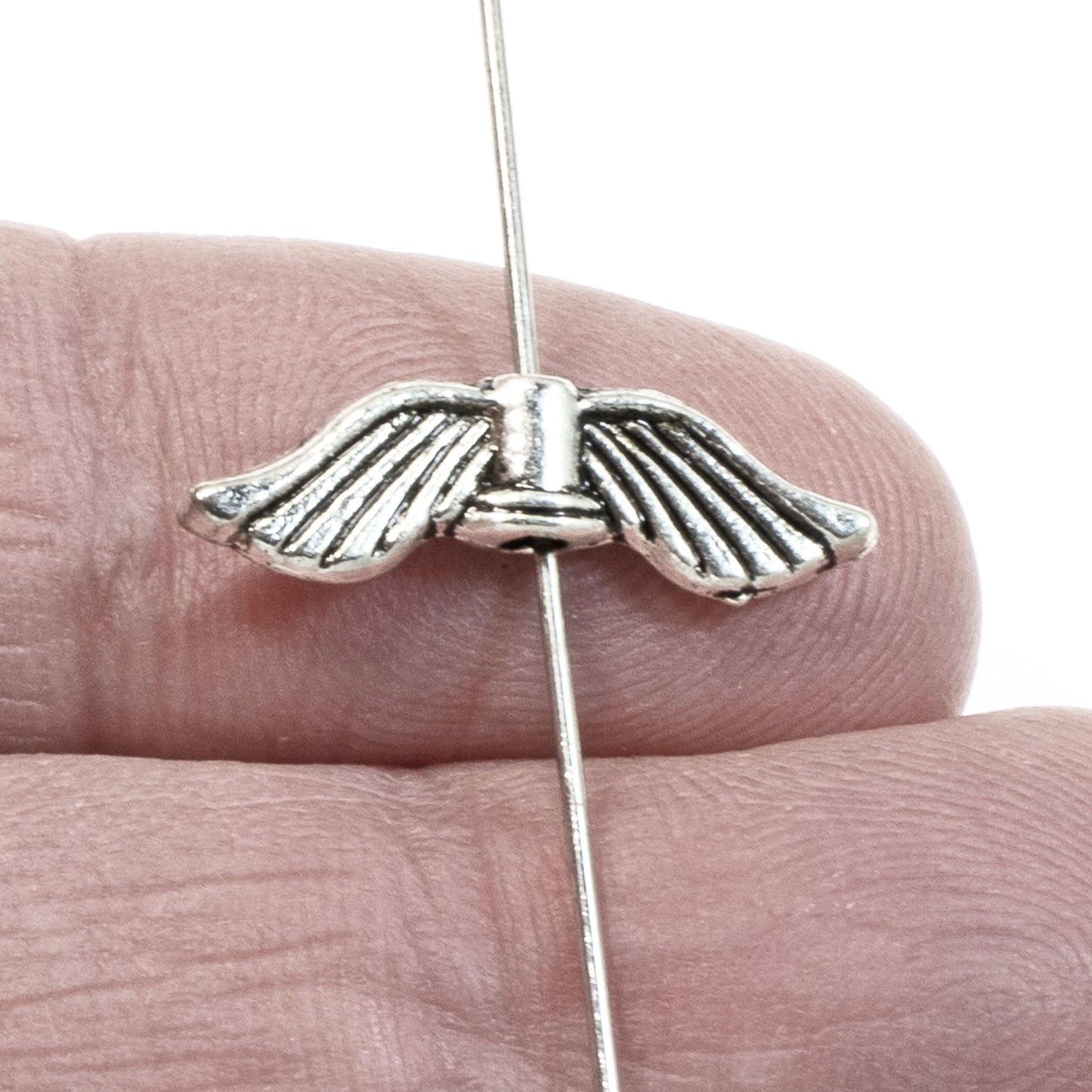 25 Silver Wing Beads, Metal Angel Wing Beads for Jewelry-Making and Spiritual Handcrafted Gifts