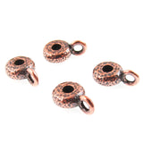 4 Copper Hammered Spacer Bail, TierraCast Distressed Bails for 2mm Leather Cord