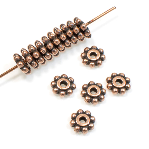 6mm Copper Daisy Spacer Beads, TierraCast Flower Heishi 25/Pkg