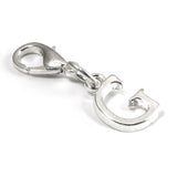 Letter "G" Clip On Charm, Silver Initial Alphabet Dangle with Lobster Clasp