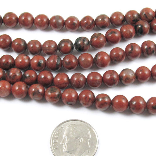 6mm Brazil Agate Beads, Round Reddish Brown Gemstone 60/Strand