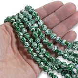 Green & White Malachite 8mm Round Stone Beads, Manmade, 46 Pcs/Strand