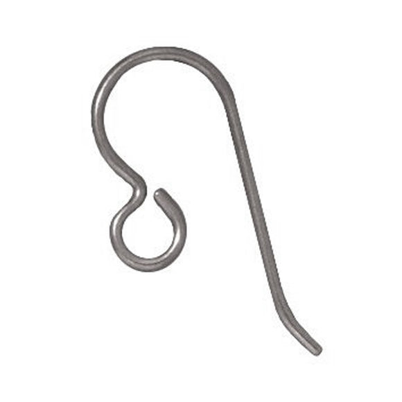 Grey Niobium Ear Wires Regular Loop, TierraCast Hypoallergenic (10 Pieces)