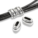 4 Silver Deco Barrel Beads, 6x2mm Hole Size, TierraCast Beads for Leather Cord