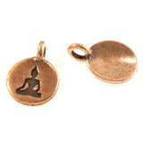 Copper Round Buddha Charms, TierraCast Yoga Meditation Charm 2/Pkg