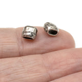 4 Pewter Hammered Barrel Leather Crimp Beads, 4x2mm Hole Size, TierraCast