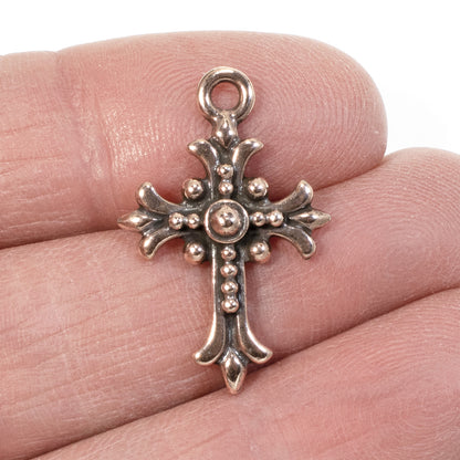 2 Copper Fleur Cross Pendants, TierraCast Christian Faith Charms