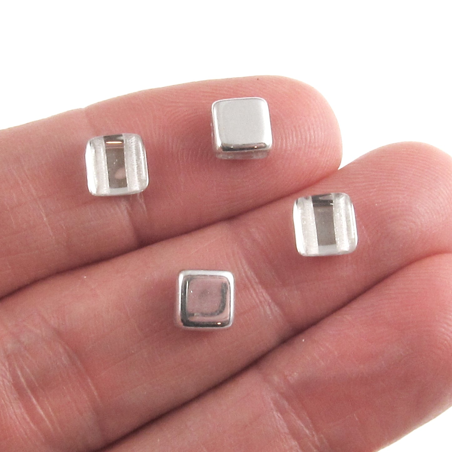 Crystal Silver Square Tile Beads