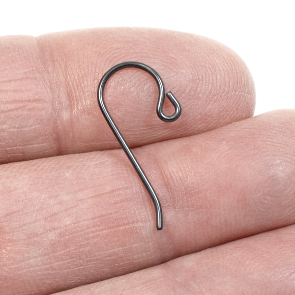 10/Pkg Black Niobium Ear Wires with Small Loop, Hypoallergenic