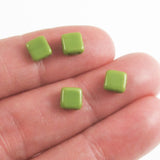 Opaque Green Square Tile Beads