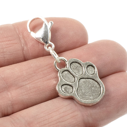 Silver Paw Print Clip-on Bag Charm - Dog Lover Gift - Zipper/Purse Accessory