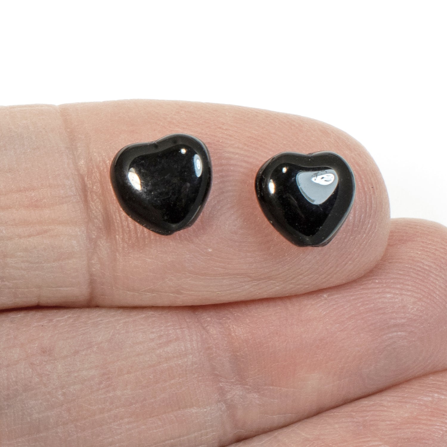 8mm Jet Black Heart Shaped Beads | Czech Glass 30/Pkg