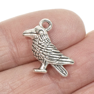 Silver Raven Charms, Metal Animal Bird Charm 10/Pkg