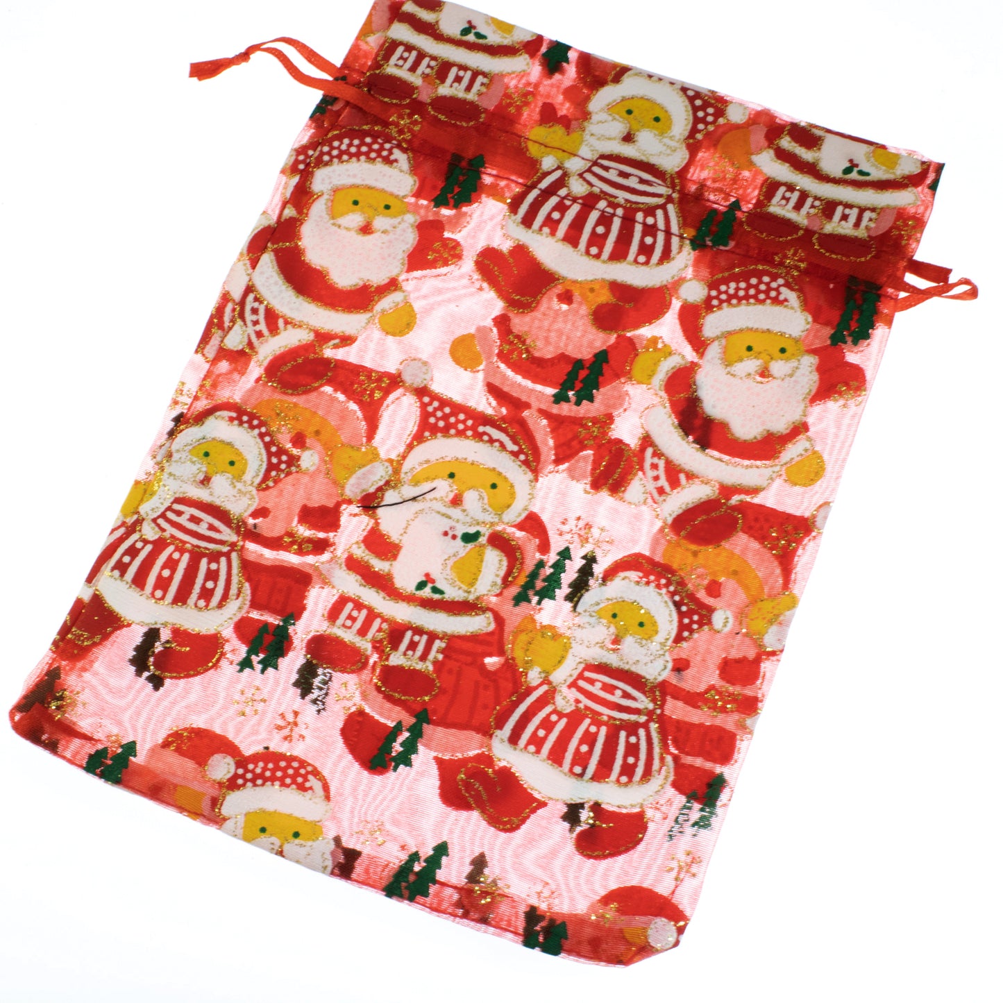 10 Red Mr. & Mrs. Santa Christmas Bags, Organza Holiday Gift Treat Bag