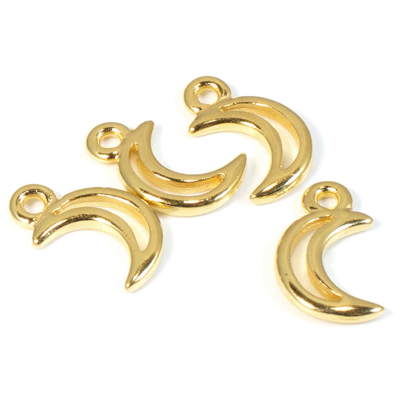 Gold Crescent Moon Charms, TierraCast Small Celestial, Space Charm 4/Pkg