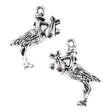 Silver Stork With a Baby Charms, Metal Birds, New Baby Charm (10 Pieces)