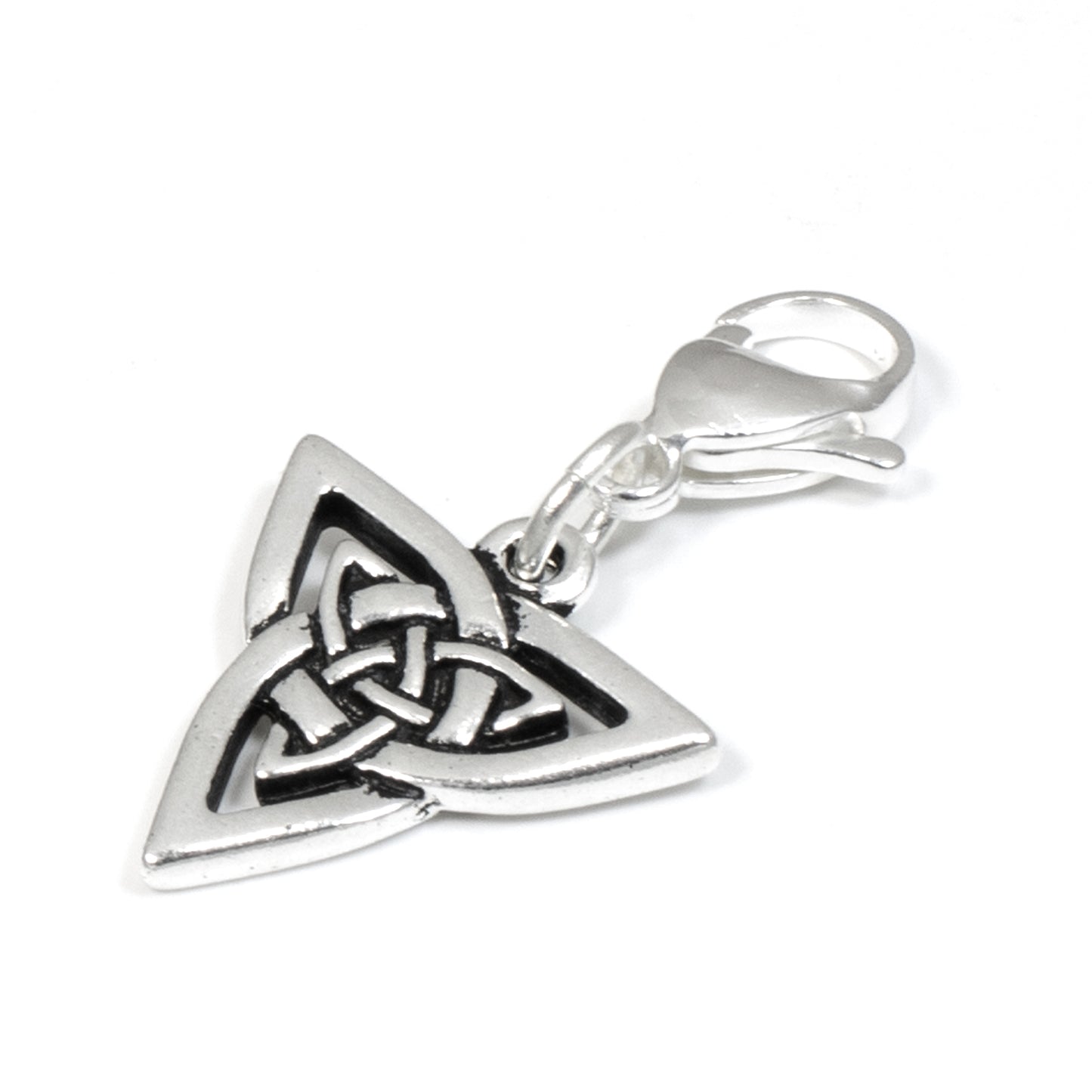 Silver Celtic Triangle Clip-On Charm - Love Knot Accessory for Purse or Jewelry