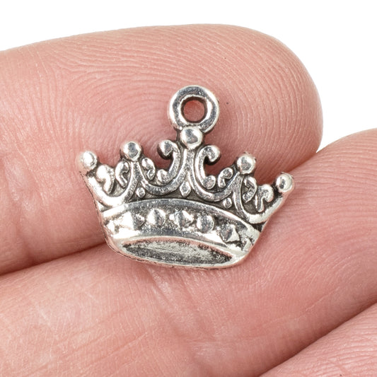 10 Crown Charms - Silver Metal Royalty Crown Pendants - King/Queen Jewelry