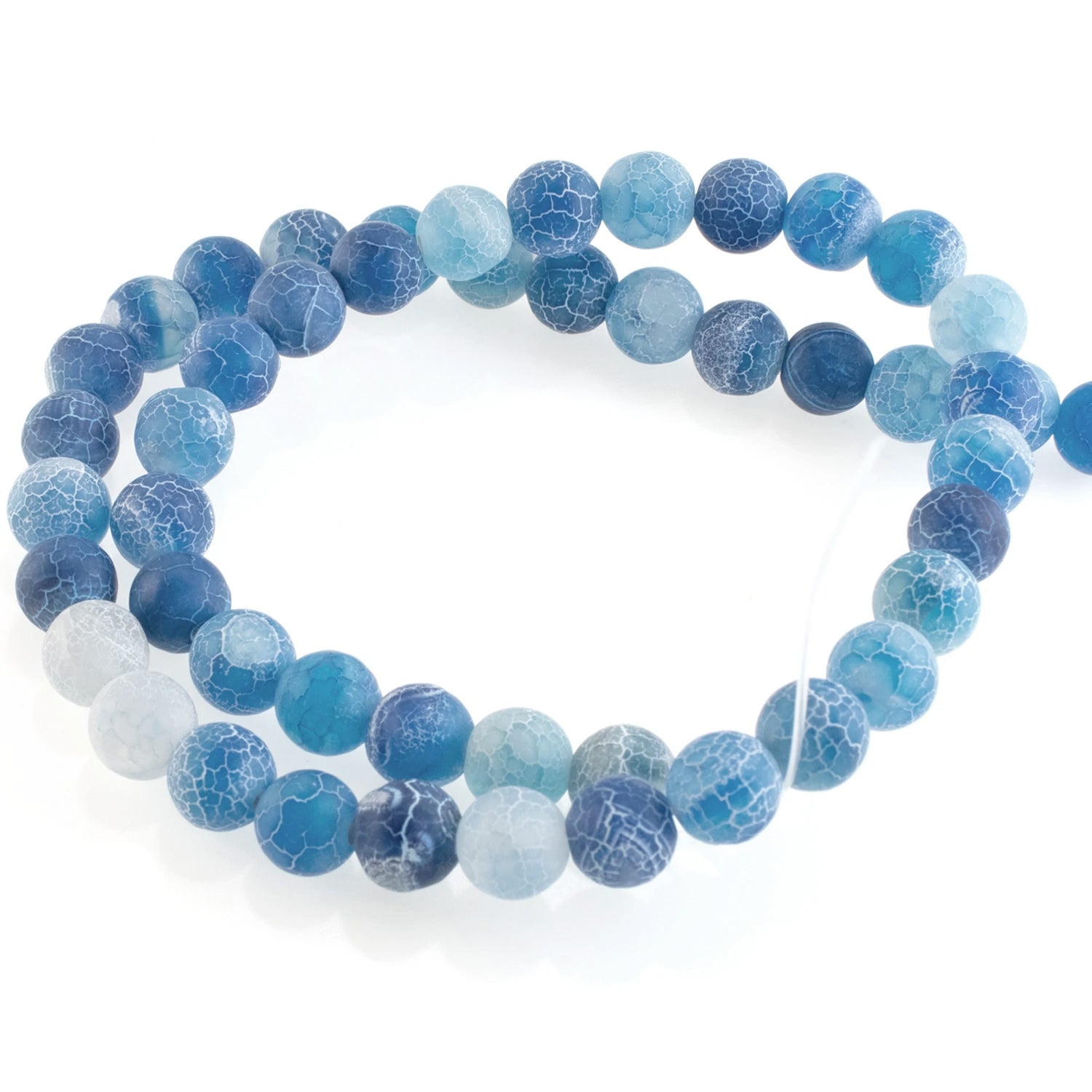 Comkrivy 150 pcs 8mm Natural Blue Vein Agate Beads Gemstone Beads for  Jewelry Making Necklace Making, Beautiful Patterns Marble Beads for  Bracelets